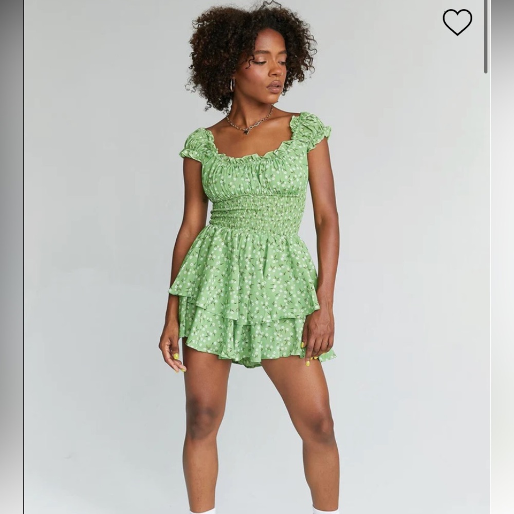 Princess Polly Love Galore Green flowered romper